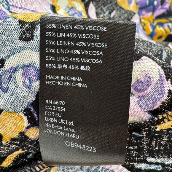 Free People Summer In Tulum Boho Linen Tunic Top Mini Dress Black Purple Medium - Picture 12 of 13